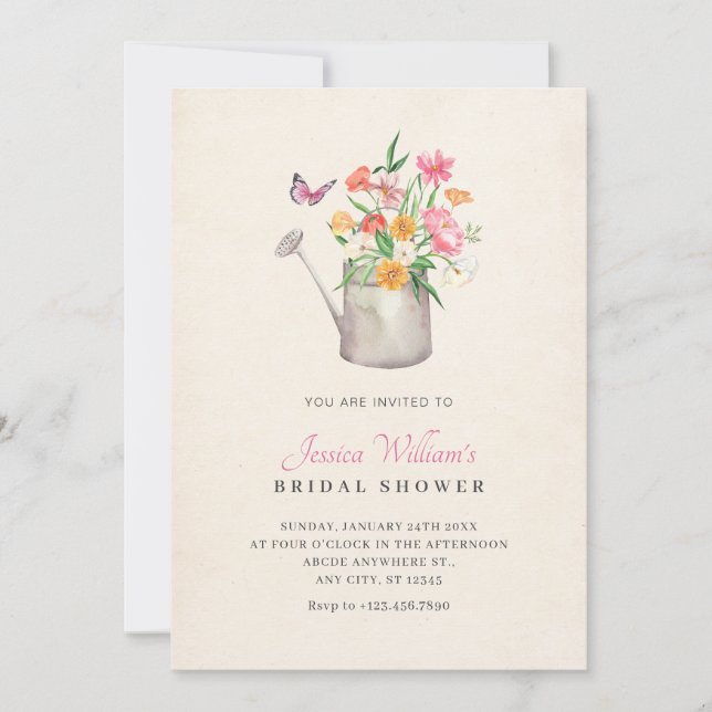 Floral bouquet bridal shower invitation (Front)