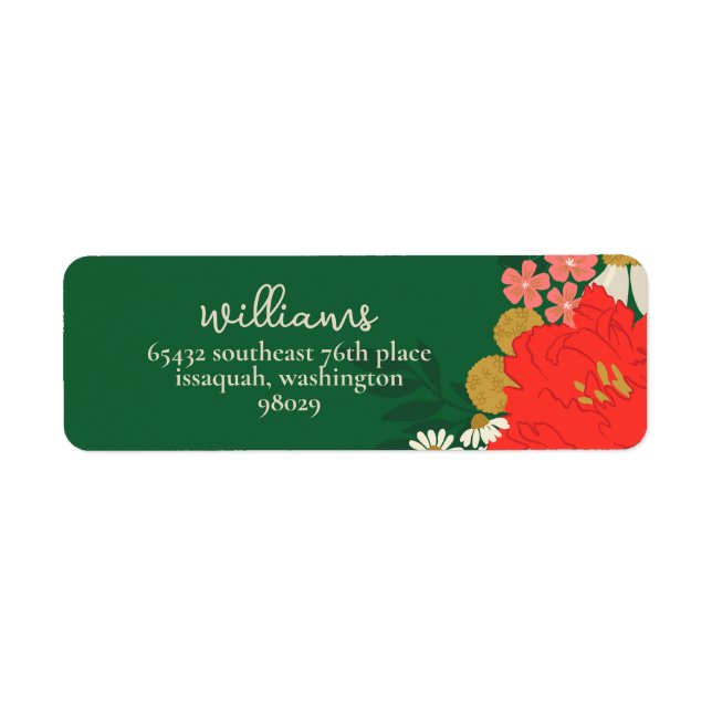 Floral Bouquet Bridal Shower Return Address Label (Front)