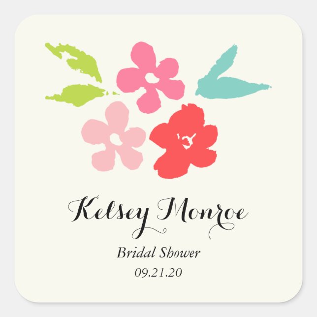 Floral Bouquet Bridal Shower Sticker (Front)