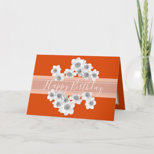 Floral Bouquet Daffodil Flowers Chic Girl Birthday Card (Front)