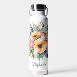Floral Bouquet Elegant Flowers Personalized Water Bottle