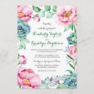 Floral Bouquet Elegant Modern Wedding Invitation