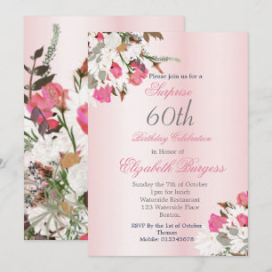 Floral Bouquet Elegant Pink 60th Birthday Invitation