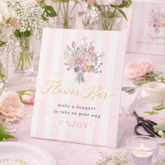 Floral Bouquet Fresh off the Market Flower Bar Pedestal Sign