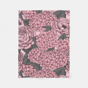 Floral bouquet in pink fleece blanket