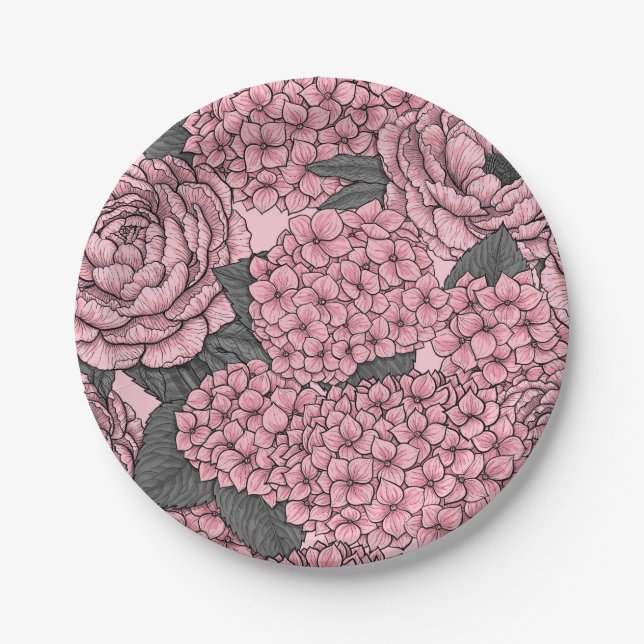 Floral bouquet in pink paper plate (Front)