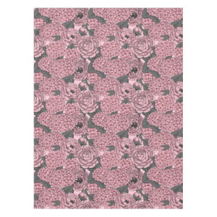 Floral bouquet in pink tablecloth