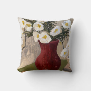 Floral Bouquet in Vase No. 3: Flower Cottagecore Throw Pillow