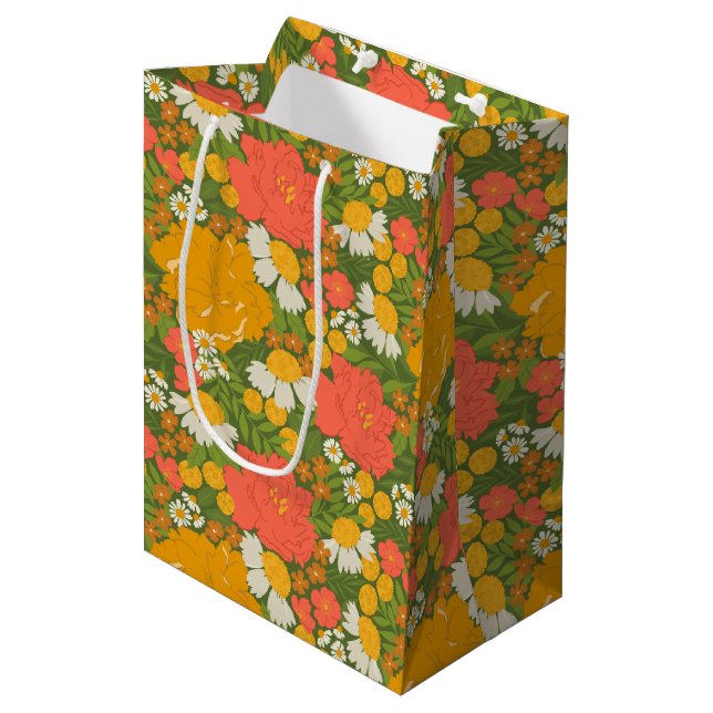 Floral Bouquet Medium Gift Bag (Front Angled)