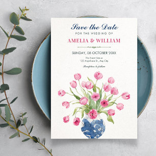 Floral bouquet minimalist elegant wedding invitation