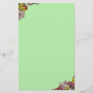 Floral Bouquet over Light Green Stationery