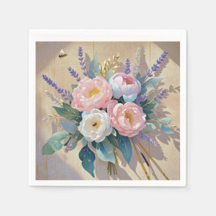 Floral Bouquet peonies lavender Napkin