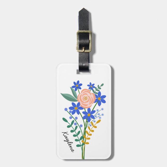Floral Bouquet Personalized Luggage Tag (Front Vertical)