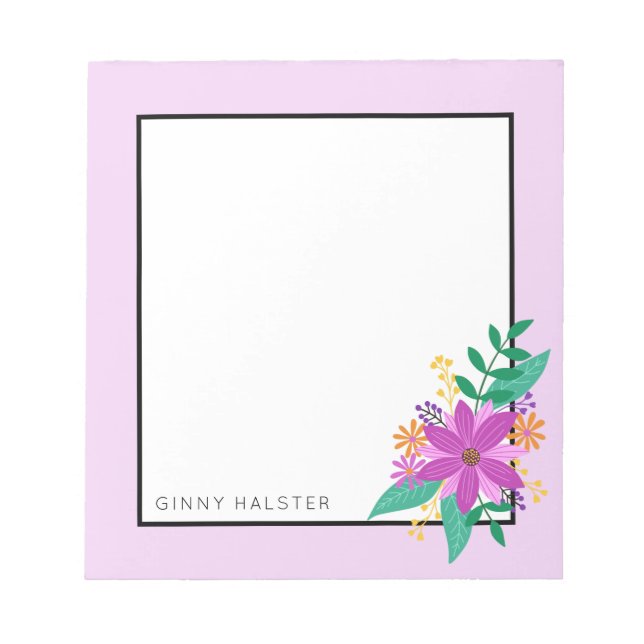 Floral Bouquet Personalized Notepad 5.5" x 6" (Front)