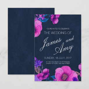 Floral Bouquet - Pink Purple - Wedding Invitation