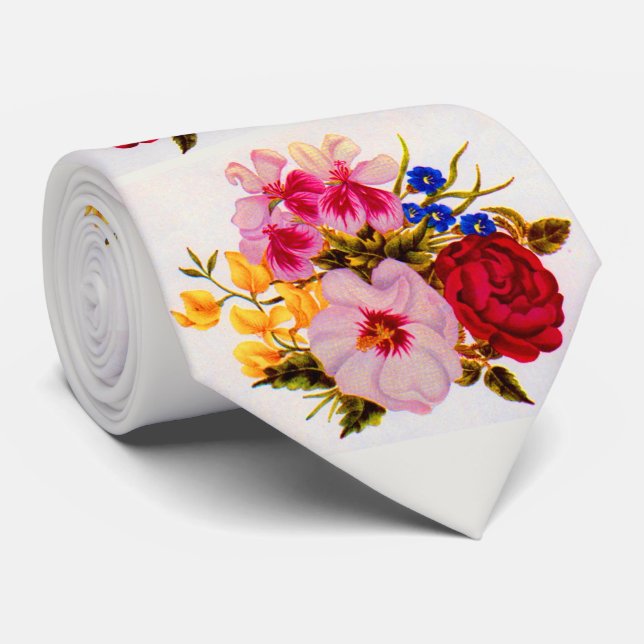 floral bouquet print tie (Rolled)