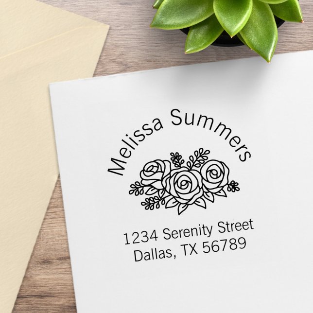 Floral Bouquet, Rose Flowers Arch Address Rubber Stamp (Creator Uploaded)