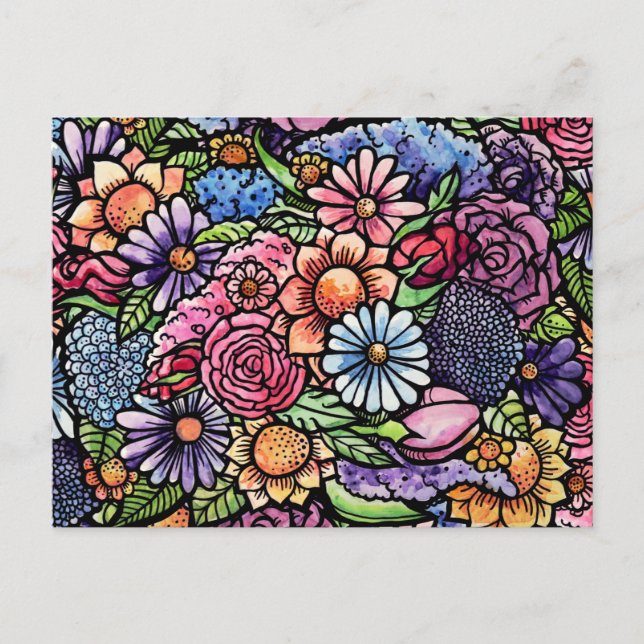 Floral Bouquet Spring Flower Holiday Postcard (Front)
