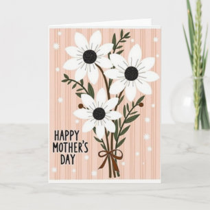 Floral Bouquet Stripe Mothers Day Card