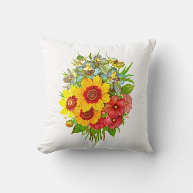 Floral Bouquet Throw Pillow  (Front)