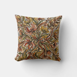 Floral Bouquet Throw Pillow – Earth Tone Modern