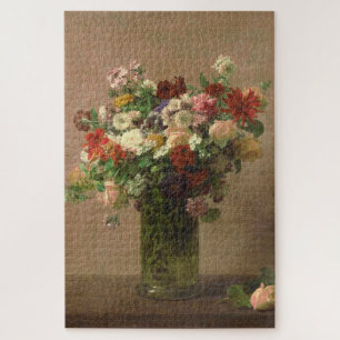 Floral Bouquet Vintage French Fine Art Still Life Jigsaw Puzzle
