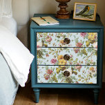 Floral Bouquet Vintage Rose Wallpaper Decoupage Tissue Paper<br><div class="desc">An elegant, vintage floral wallpaper restored and transformed into a half drop repeat pattern made from an antique scrap. Beautiful white and pink English rose with gold pink and muted red garden flowers. The background is a soft sky blue and is layered script handwritten letters in calligraphy handwriting and gardening...</div>