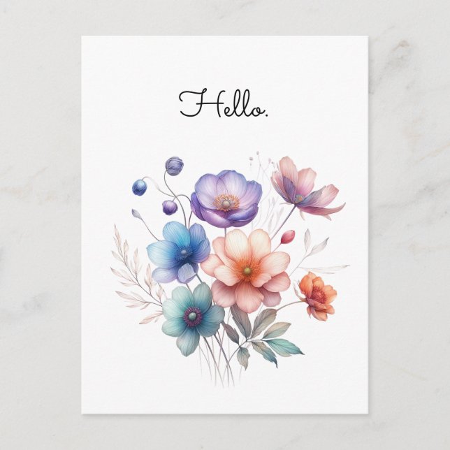 Floral Bouquet Watercolor Illustration Customize Postcard (Front)
