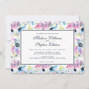 Floral Bouquet Watercolor -  Wedding Invitation