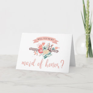 Floral Bouquet Will You Be My Maid of Honour? Invitation