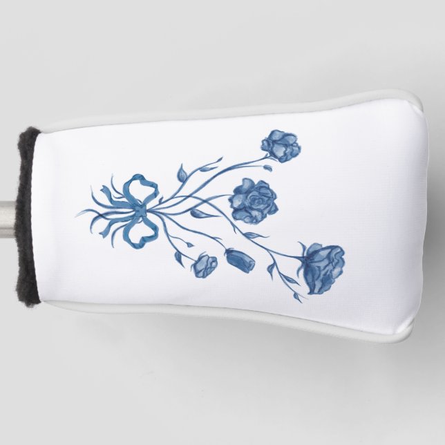 Floral Bouquet With Blue Bow Golf Head Cover (Front)
