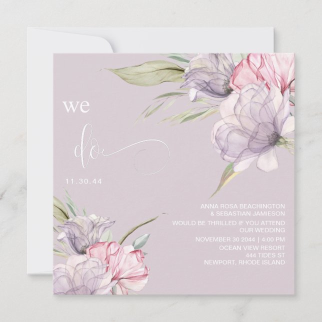 *~* Floral Bouquets AR15 RSVP BLUSH QR WEDDING Invitation (Front)