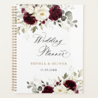 Floral Bourgogne Blanc vert Mariage or