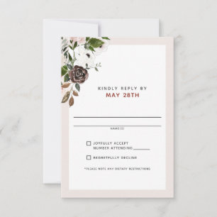 Floral Bourgogne crème Dusty Rose Mariage RSVP