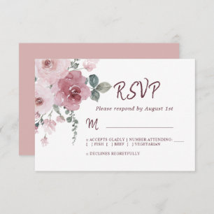 Floral Bourgogne Dusty Rose Mariage RSVP