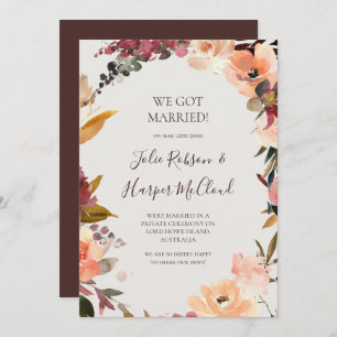 Floral Bourgogne   Faire-part Elopement Beige
