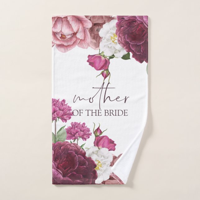 Floral Bourgogne Mariage Mère de la mariée (Serviette à main)