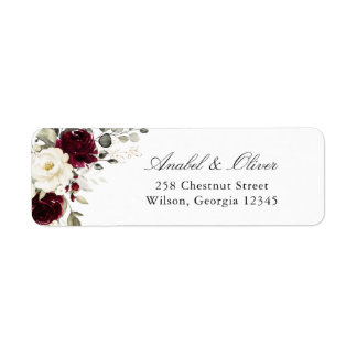 Floral Bourgogne verte Retour Adresse Label