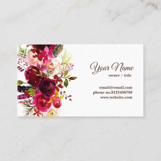 floral, boutique  business card (Back)