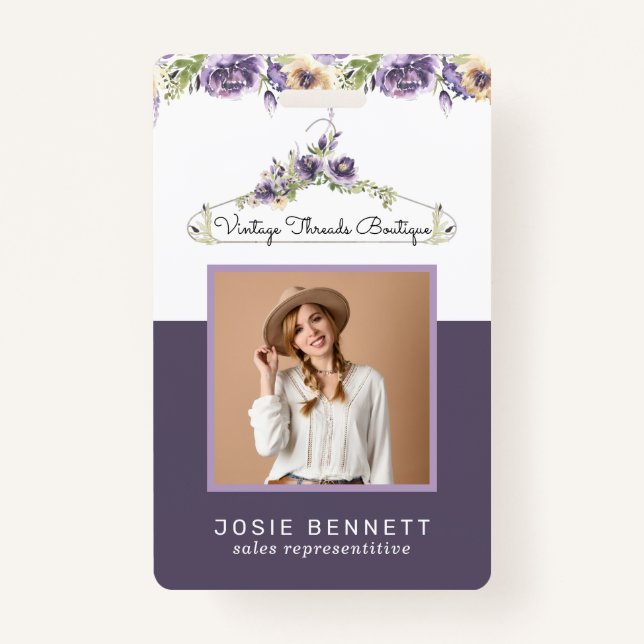 Floral Boutique Hanger | Employee Photo ID Badge (Front)