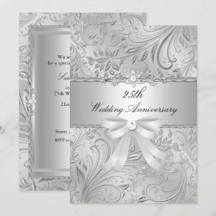 Floral & Bow 25th Wedding Anniversary Invite