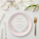 Floral Bow Baby in Bloom Girl Baby Shower Paper Plate<br><div class="desc">Floral Bow Baby in Bloom Girl Baby Shower</div>