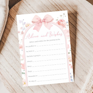 Floral Bow Baby in Bloom Shower Advice Wishes Game