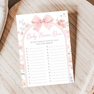 Floral Bow Baby in Bloom Shower Name Race Game