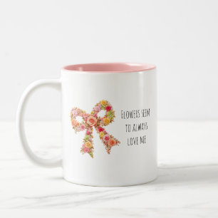 Floral Bow Coffee Mug   Cute Botanical Gift 