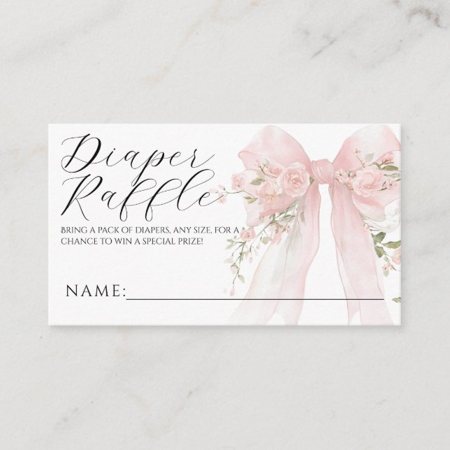 Floral Bow Elegant Flower Girl Baby Shower Enclosure Card (Front)
