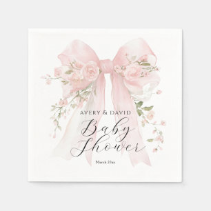 Floral Bow Elegant Flower Girl Baby Shower Napkin