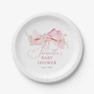 Floral Bow Elegant Flower Girl baby shower Paper Plate