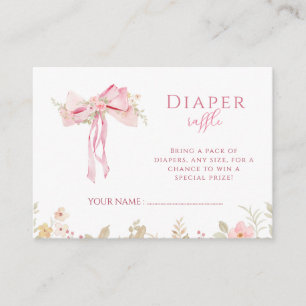 Floral Bow Elegant Flower Girl DIAPER RAFFLE Enclosure Card