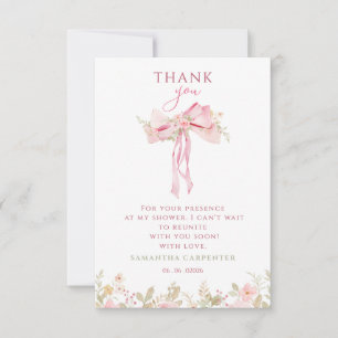 Floral Bow Elegant Flower Girl DIAPER RAFFLE Thank You Card